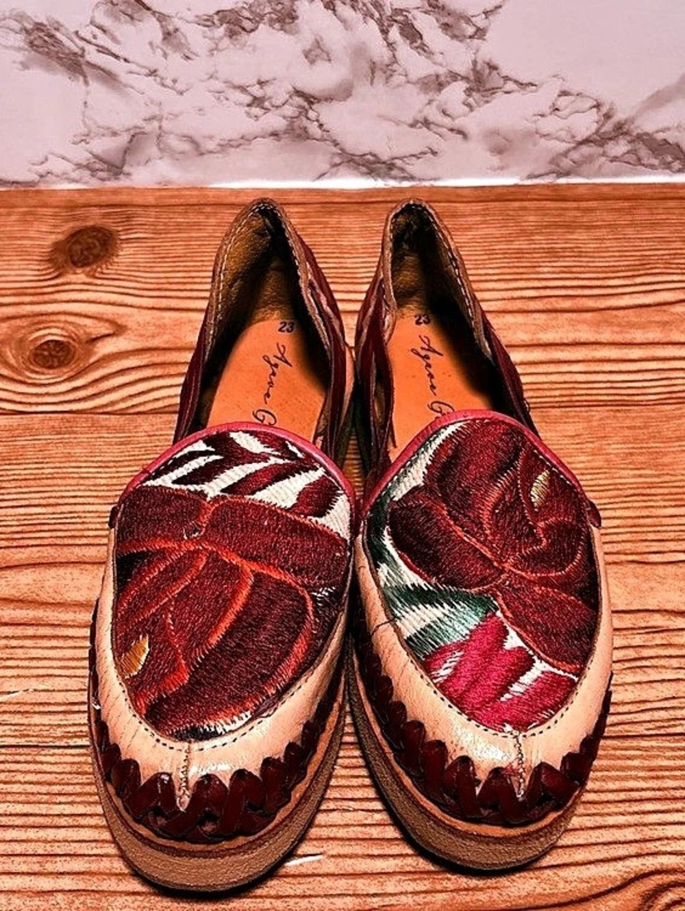 J. Marie embroidered espadrille flats Embroidered Flats in Red & Brown